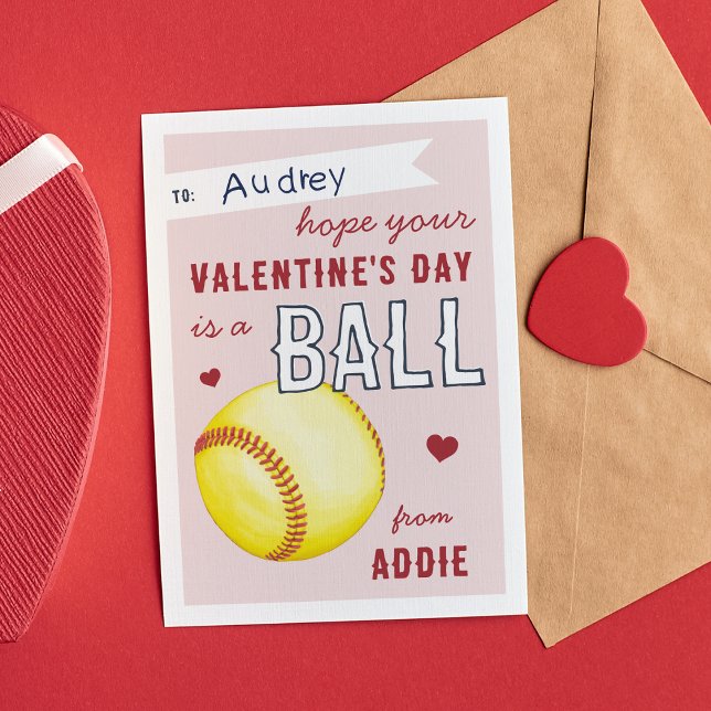 Carte de la Saint-Valentin de softball "Amusez-vou (Créateur téléchargé)