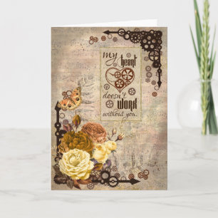 Carte de la Saint-Valentin de style vintage Steamp