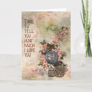 Carte de la Saint-Valentin de style vintage Steamp
