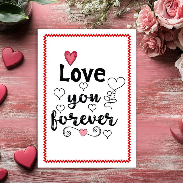 Carte de la Saint-Valentin dessinée à la main pour (Modern Hand Drawn Valentine Card for Wife Sketch Art)