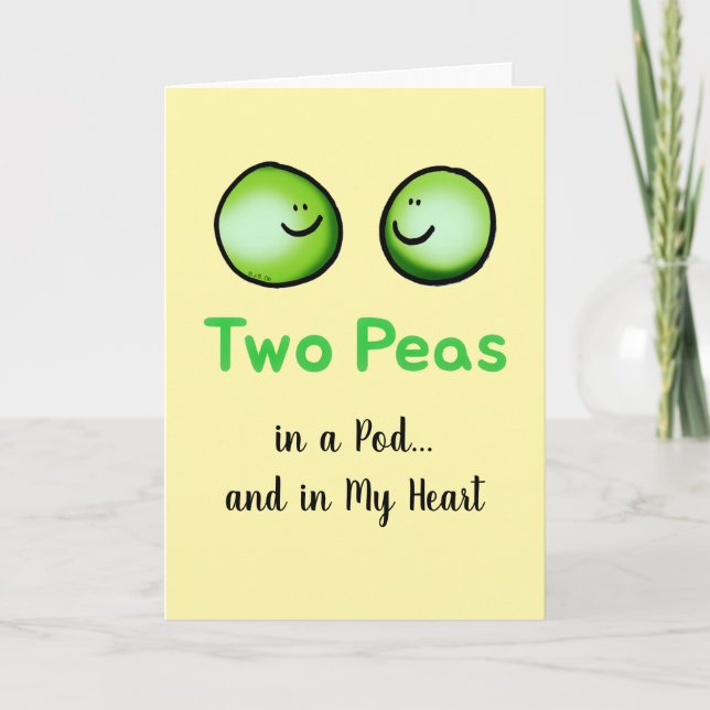 Carte de la Saint-Valentin Deux Petits Pois Amour (Devant)