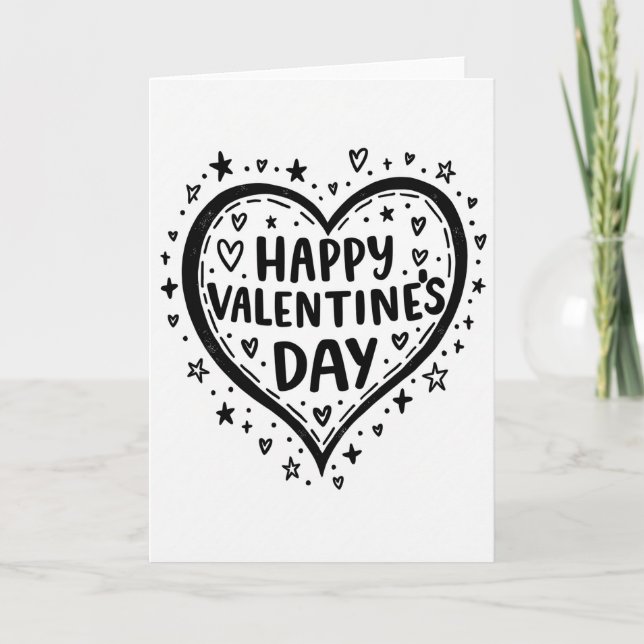 Carte de la Saint-Valentin Doodle Heart (Devant)