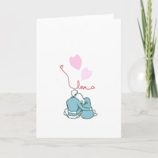 Carte de la Saint-Valentin douce avec couple assis