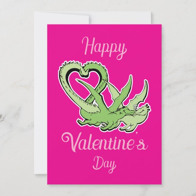 Carte de la Saint-Valentin Dragons Amoureux Queue  (Devant)