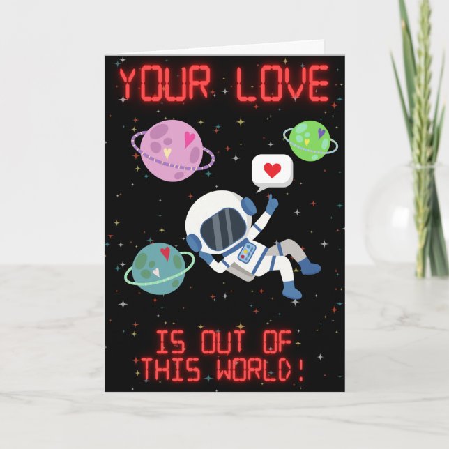 Carte de la Saint-Valentin drôle d'astronaute hors (Devant)
