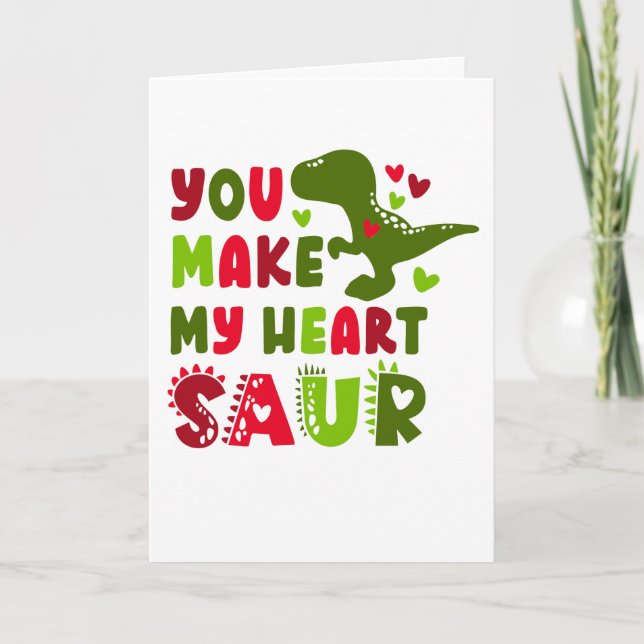 Carte de la Saint-Valentin drôle de dinosaure (Devant)