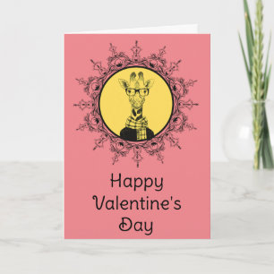 Carte de la Saint-Valentin drôle de girafe verte
