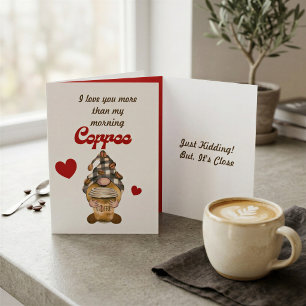 Carte de la Saint-Valentin drôle de gnome de café
