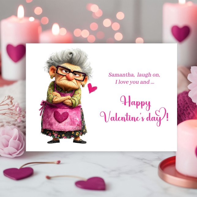 Carte de la Saint-Valentin drôle et excentrique de (Funny Quirky Angry Lady Valentine’s Day Card)