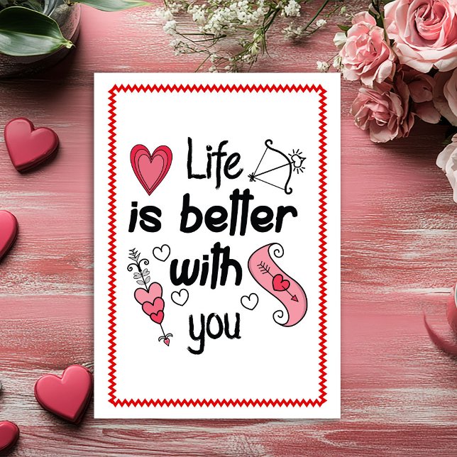Carte de la Saint-Valentin drôle et mignonne, croq (Cute Funny Valentine Card Hand Drawn Sketch)