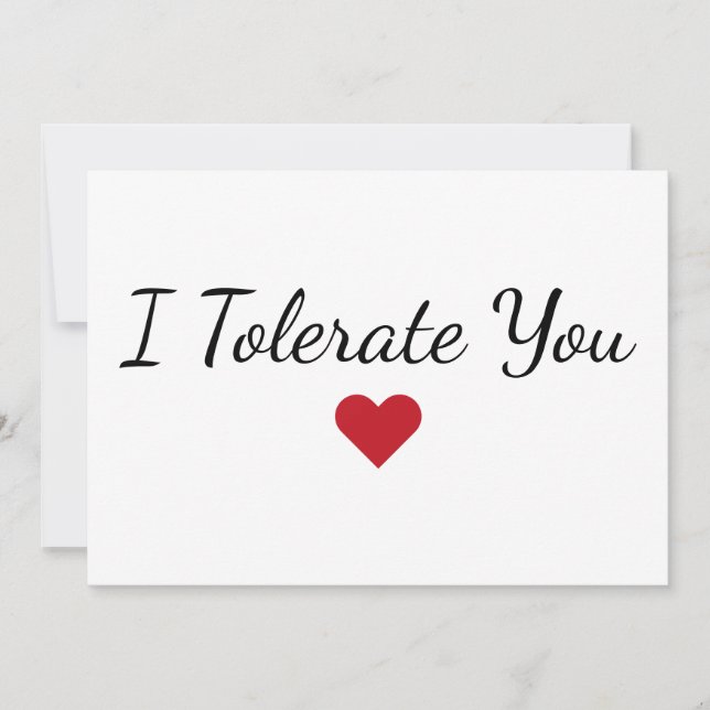 Carte de la Saint-Valentin drôle « Je te tolère »  (Devant)