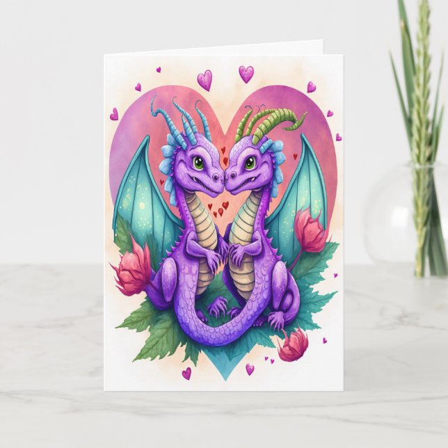 Carte de la Saint-Valentin du couple de dragon vio (Devant)