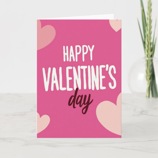 Carte de la Saint-Valentin écrite à la main rose (Devant)