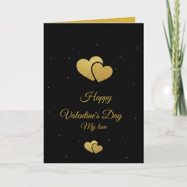 Carte de la Saint-Valentin Élégante Cœurs en Or -  (Devant)