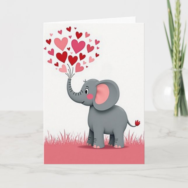 Carte de la Saint-Valentin Éléphant Mignon Amour (Devant)
