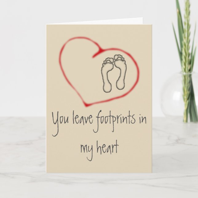 Carte de la Saint-Valentin empreintes dans mon cœu (Devant)