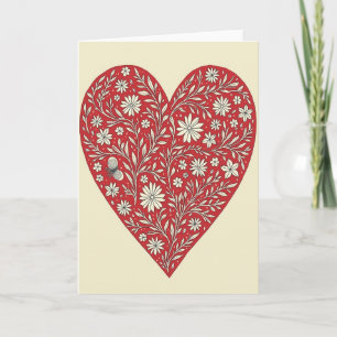 Carte de la Saint-Valentin en forme de cœur à moti
