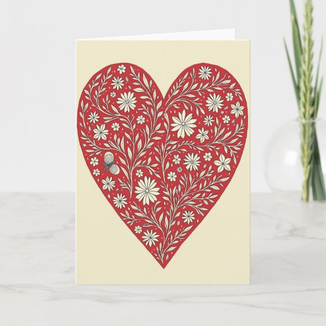 Carte de la Saint-Valentin en forme de cœur à moti (Devant)