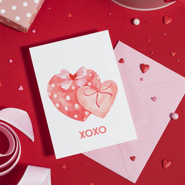 Carte de la Saint-Valentin en forme de cœur rose e (XOXO Pink and Red Valentines Heart Card
)