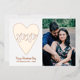 Carte de la Saint-Valentin en forme de cœur XOXO -