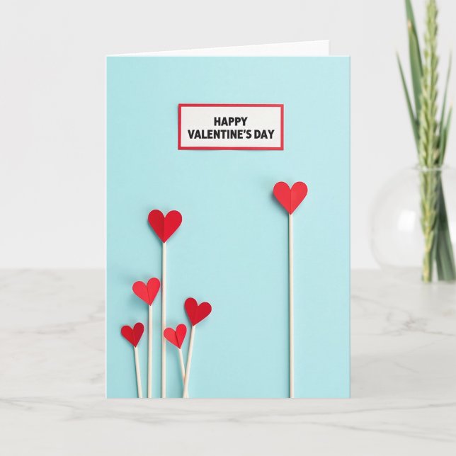 Carte de la Saint-Valentin en papier à coeurs roug (Devant)