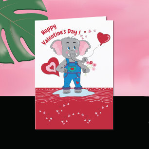 Carte de la Saint Valentin enfant avec éléphant de