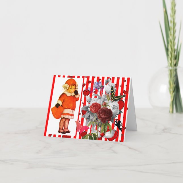 CARTE DE LA SAINT-VALENTIN ENTIÈREMENT ILLUSTRÉE E (Devant)