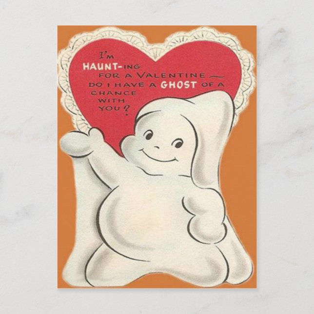 Carte de la Saint-Valentin fantôme Halloween Rétro (Devant)