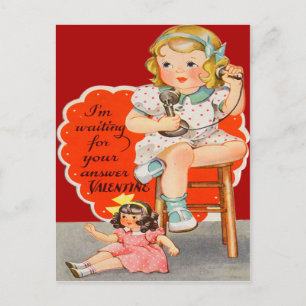 Carte de la Saint-Valentin Fille Rétro Vintage au 