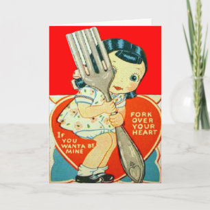 Carte de la Saint-Valentin Fille Rétro Vintage Ave