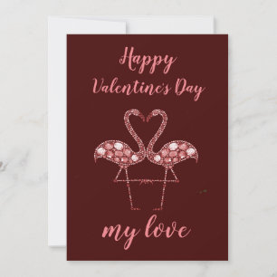 Carte de la Saint-Valentin flamant diamant