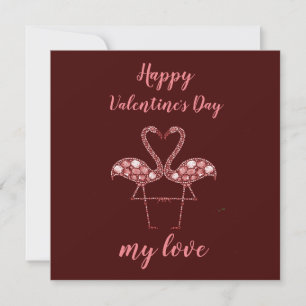 Carte de la Saint-Valentin flamant diamanté