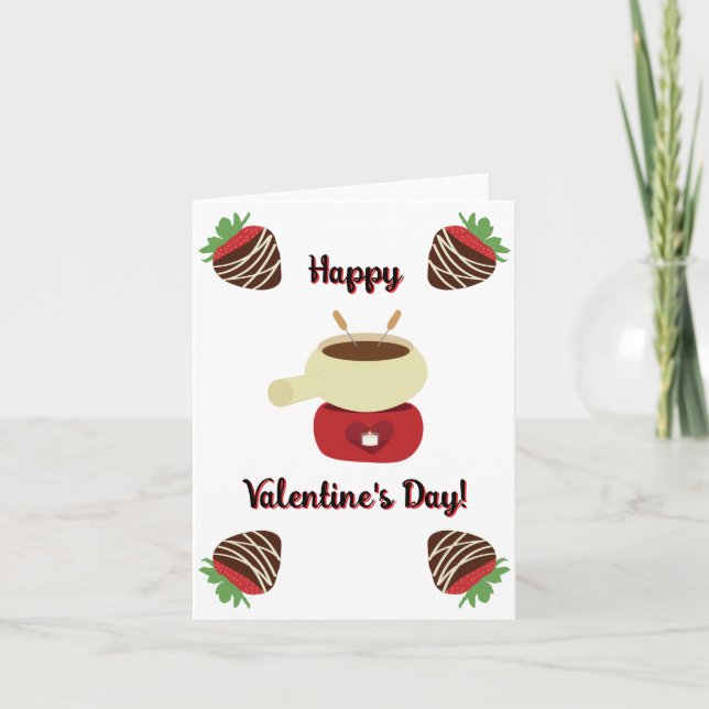 Carte de la Saint-Valentin Fondue de Fraises au Ch (Devant)