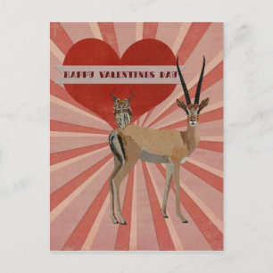 Carte de la Saint-Valentin GAZELLE & HIBOU
