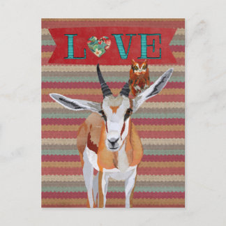 Carte de la Saint-Valentin GAZELLE & HIBOU