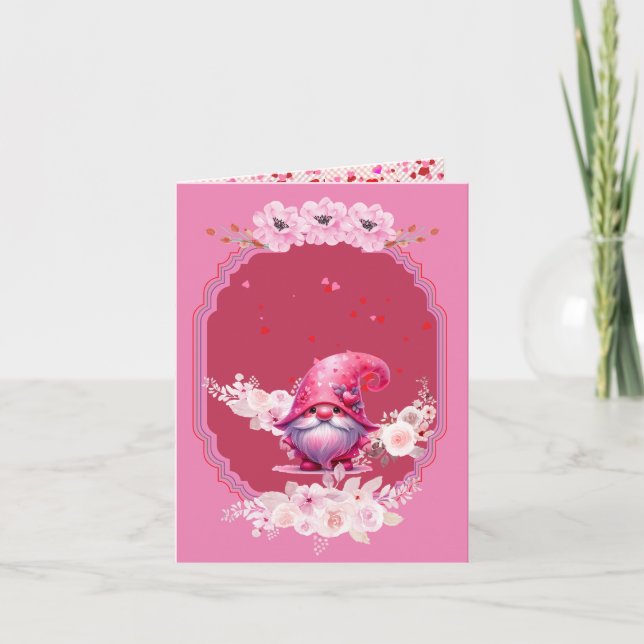 Carte de la Saint-Valentin gnome "Les roses sont r (Devant)