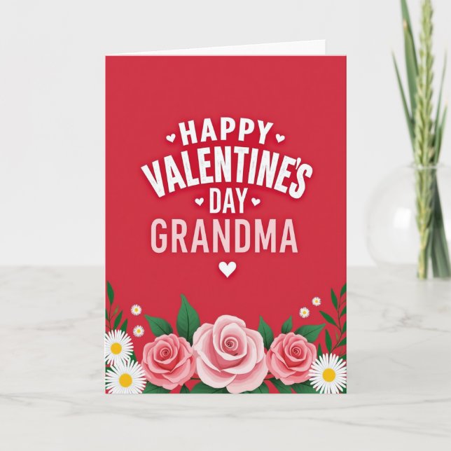 Carte de la Saint-Valentin grand-mère florale text (Devant)