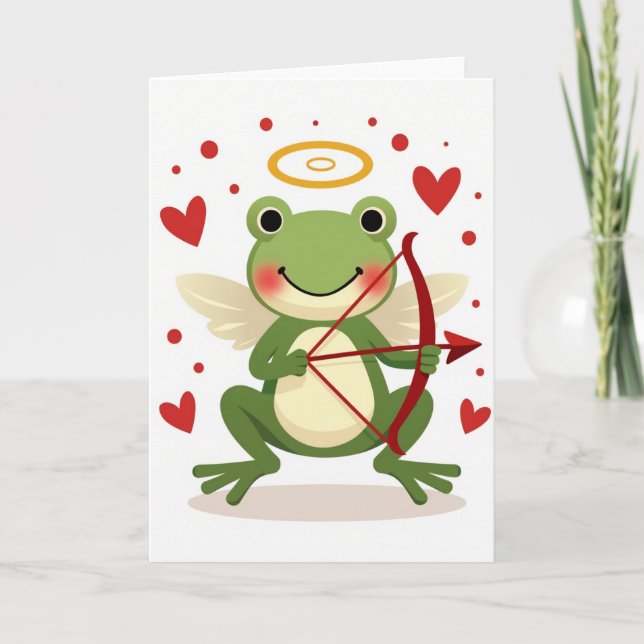 Carte de la Saint-Valentin Grenouille Cupidon Amou (Devant)