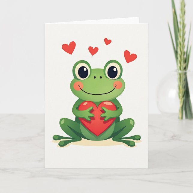 Carte de la Saint-Valentin grenouille mignonne cœu (Devant)