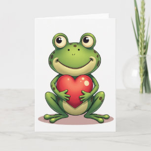 Carte de la Saint-Valentin Grenouille Mignonne Cœu