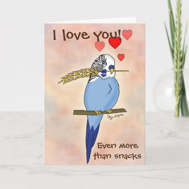 Carte de la Saint-Valentin Happy Snack Budgie Bird (Devant)