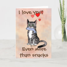 Carte de la Saint-Valentin Happy Snack Tabby Cat