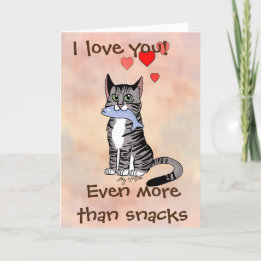Carte de la Saint-Valentin Happy Snack Tabby Cat