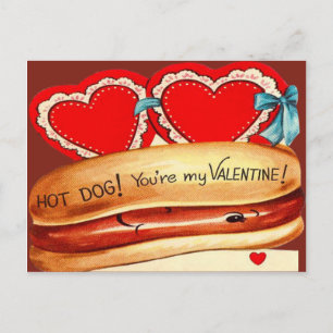 Carte de la Saint-Valentin Hot Dog Rétro Vintage