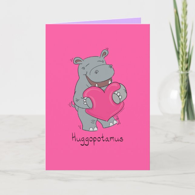 Carte de la Saint-Valentin Huggopotamus Hippopotam (Devant)