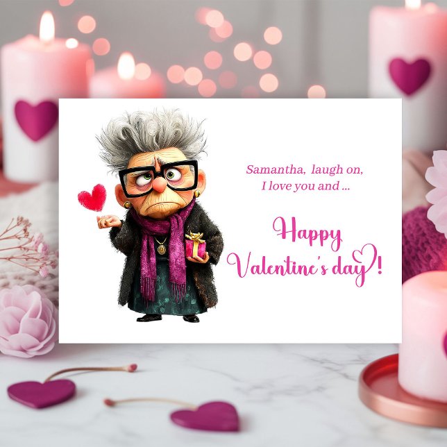 Carte de la Saint-Valentin Humeur de Vieille Dame  (Funny Angry Old Lady Mood Valentine’s Day Card)