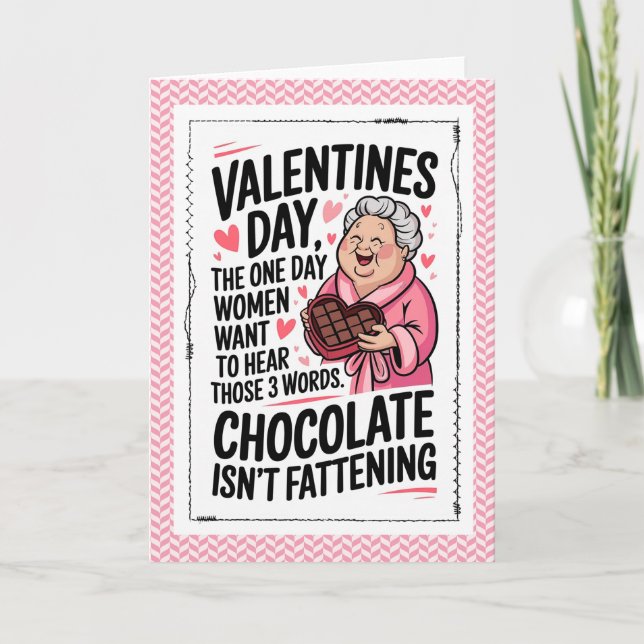 Carte de la Saint-Valentin humoristique au chocola (Devant)