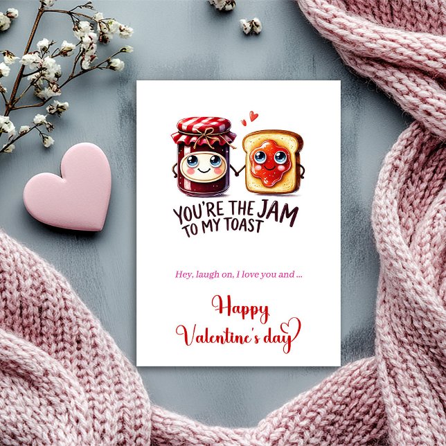 Carte de la Saint-Valentin humoristique avec des p (Humor Valentine Card with Silly Fruit Characters)