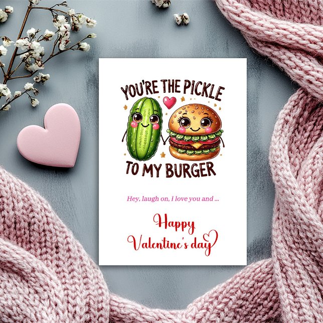 Carte de la Saint-Valentin humoristique avec des p (Humor Valentine Card with Silly Food Characters)