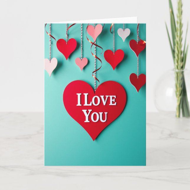 Carte de la Saint-Valentin « Je t'aime cœur rayé » (Devant)